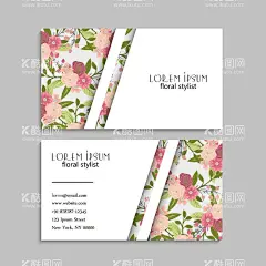 粉色花卉装饰名片  - 源文件下载【酷图网】粉色,花卉,装饰,名片,模板,名片模板,名片设计,装饰花卉,粉色花卉,
