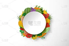 生态蔬菜和水果背景设计为广告的有机菜单传单收集。海报用天然植物边框及边框装饰。矢量插图设计。