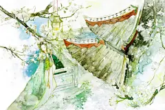 唯美古风手绘插画高清素材 中国风 古风水彩 古风物件 古风花卉 山清水秀 彩色水墨画 文人墨客 水墨亭台阁楼 水彩画 落花流水 风景 免抠png 设计图片 免费下载