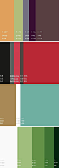 视觉上色彩搭配的颜色参考，图上还带有RGB值，适用于PPT设计、网站设计、广告设计等颜色参靠