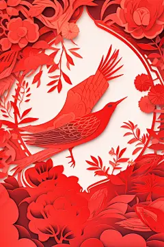 春节新年喜上眉梢喜鹊剪纸元素
