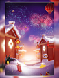 冬季冬日冬天3D立体雪天场景元旦跨年春节