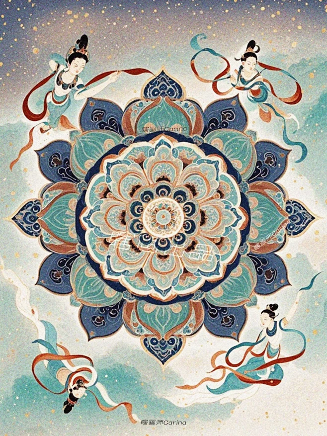 中式天花板 _ 传统纹样·敦煌藻井纹_5_瞎画师Carina_来自小红书网页版-花瓣网