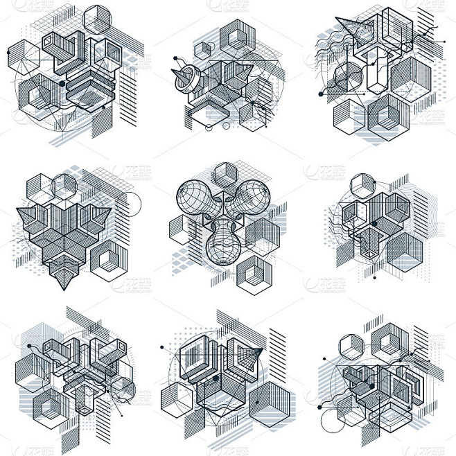 抽象背景与等距线，矢量插图。