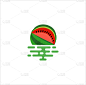 floating watermelon fruit logo icon design