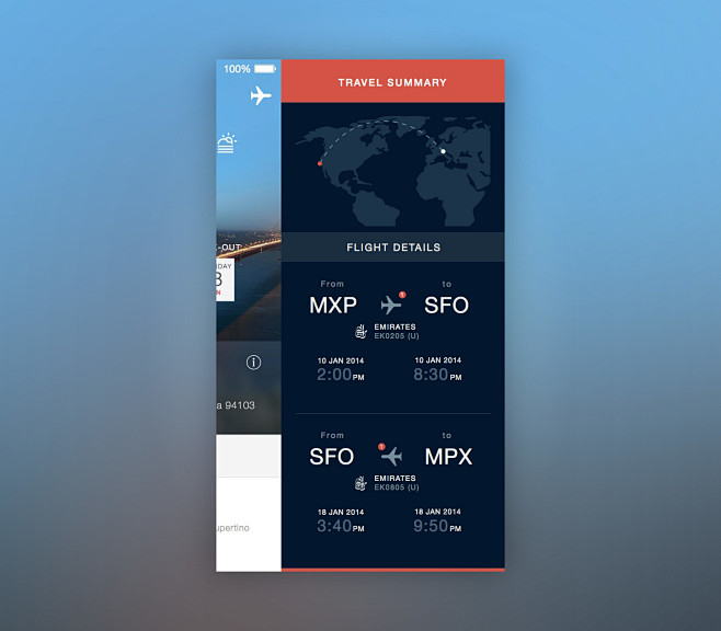 Travel-app-menu