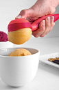Easy release ice cream scoop // a gentle press on the back of the non-stick spoon releases a perfect ball of icecream #product_design
