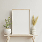 Interior poster mockup with vertical wooden frame in home interior background with vase. Interior poster mockup with vertical wooden frame in home interior background with vase,3D rendering photo frame on table stock pictures, royalty-free photos & im