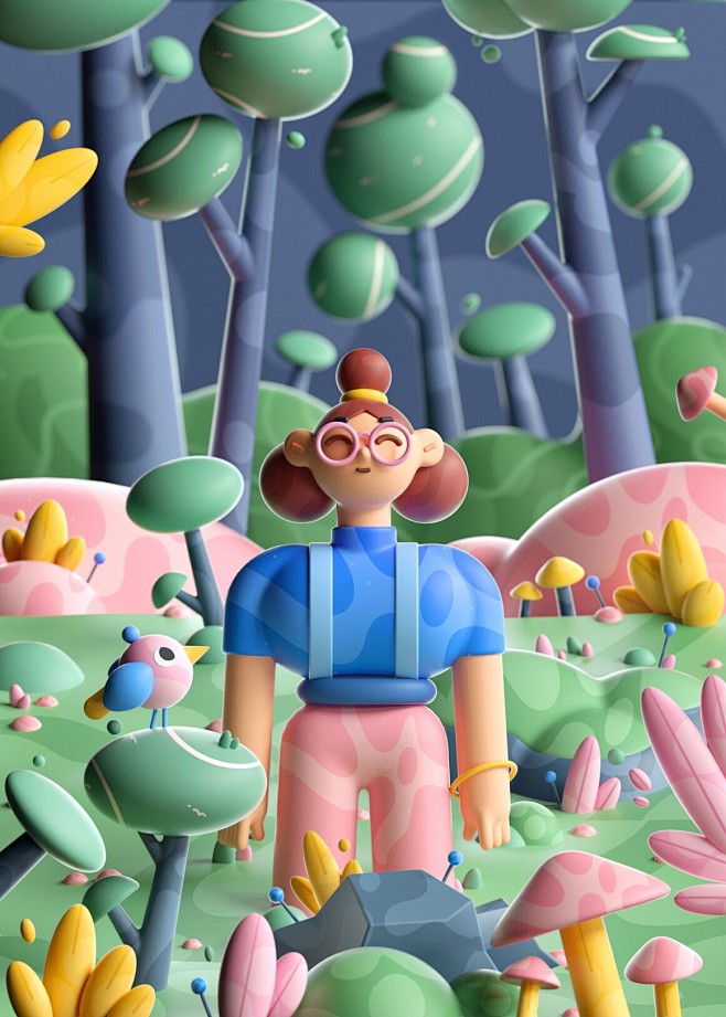 二维3d抽象的艺术c4d电脑影像颜色设计插图自然11jpg