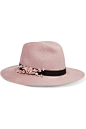 Eugenia Kim - Geogina floral-appliquéd wool-felt fedora : Antique-rose wool-felt, black grosgrain  100% wool Spot clean