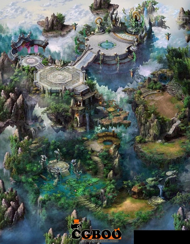 天界中式魔幻风格游戏地图CG帮美术资源网...