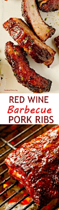 Red Wine Barbecue Pork Ribs -- Tender, Finger-licking, and easy to prepare. They will make your summer extra special! <a class="pintag searchlink" data-query="%23120DaysofSummer" data-type="hashtag" href="/search/?q=%