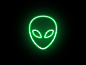 Alien face alien animation emoji emoticon extraterrestial face game head humanoid icon logo martian mask motion graphics neon space stranger ufo ufology