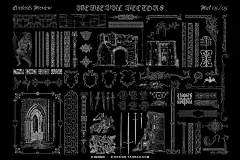 432款欧洲中世纪复古建筑骑士雕花图案插图插画ai矢量设计素材
