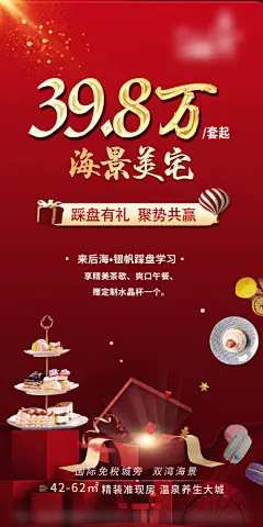 海报 房地产 经纪人 高佣 带看 带客 提成 奖励 红金