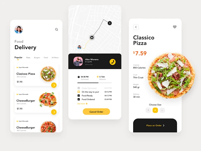 Food Delivery - Mobile App app burger clean creative fresh illustration ...