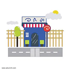 日式小卖部场景手绘矢量插画