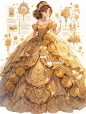 迪士尼角色设计｜贝儿公主的舞会礼裙
