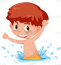 男孩,进行中,红色头发,雀斑,男人,夏天,可爱的,性格,图像,涉水