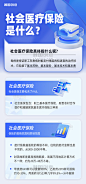 社会医保科普蓝色渐变3d商务海报长图