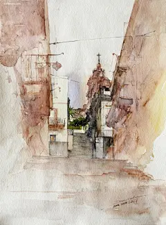 Minh Dam 城市水彩速写 花 艺术插画 艺术 水彩 旅行日记 手绘 城市 