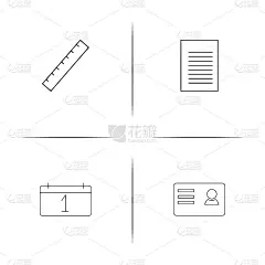 办公室简单的线性图标设置。简单的轮廓图标