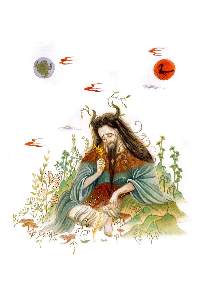 逸周書-炎帝·神農：神農之時，天雨粟，神農遂耕種之；作陶治斤斧，為耒耜徂耨，以墾草莽，然後五谷與助，百果藏實。-花瓣网