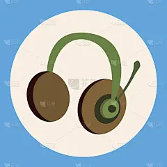 计算机主题有线耳机元素向量