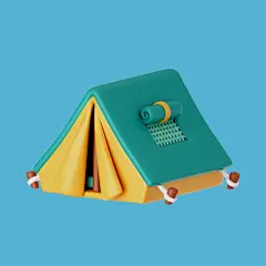 Camping 图标的 3D 渲染