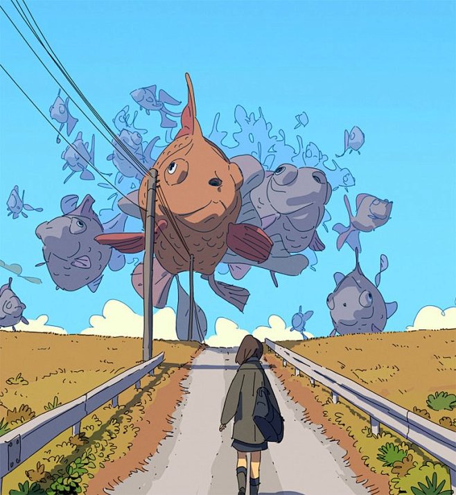 Varguy创作的宫崎骏风格的插画作品
