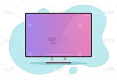 电脑屏幕的桌面pc或空空白显示器显示矢量平面卡通风格的复制空间现代色彩设计孤立的剪贴图像