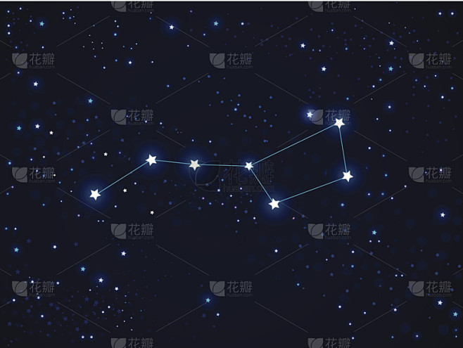 星座,北斗七星,星系,天空,太空,夜晚,无人,蓝色,绘画插图,十二宫图