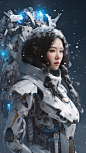高清美女和机器结合手机壁纸