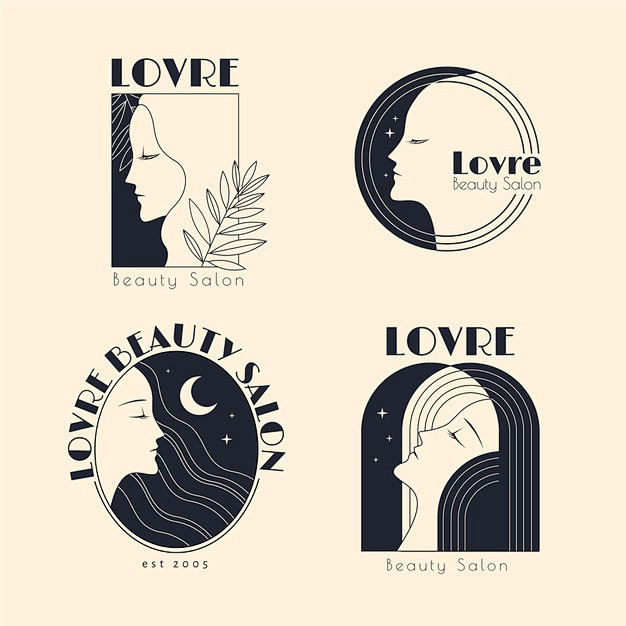女人侧脸，线条logo标志矢量图素材