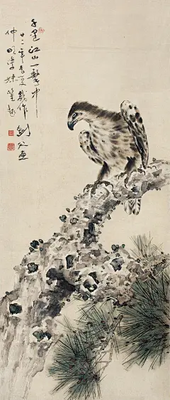 　高剑父（1879—1951）是岭南画派的创始人之一。他本名麟，后易作崙，字爵廷，别署老剑，剑庐等，广东番禺人。光绪十八年（1892），高剑父拜于广东著名花鸟画家居廉（1828－1904）门下，开始学习花卉、草虫的画法，奠定传统国画根基。光绪二十五年（1899），再拜同门好友伍德彝为师。伍氏为晚清广州望族，其父伍延鎏亦为画家，所居万松园、镜香池馆、浮碧亭等，富藏历代名家翰墨。高氏从居廉的学习经历使其熟练地掌握了自清初恽南田以来的没骨花卉画法，从伍德彝游则得以遍览伍氏家藏历代名家翰墨，因而画艺猛进。
　　但