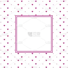 心形图案背景与框架在形状的方形文本。情人节和母亲节贺卡-粉红色，红色的颜色。横幅、请帖或标签