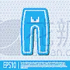 blue line pants icon isolated on grey background