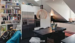 【瑞典美丽的阁楼小屋】70平米，有两个房间，阁楼空间被充分利用，壁炉与毛毯营造出温馨与柔软的感觉，还有复古的灯具与烛台，可眺望远方的阳台，一切是那么美好~[浮云] by.houzz.com