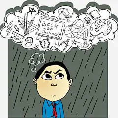 雨中焦虑的学生高清素材 卡通手绘 学生 插画 教育 焦虑卡通人物 装饰 免抠png 设计图片 免费下载