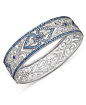 Sterling Silver Bracelet, Sapphire (3-3/4 ct. t.w.) and Diamond (1/4 ct. t.w.) Heart Bangle - Bracelets - Jewelry & Watches - Macy's