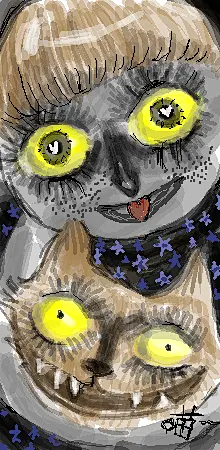 粉红食人花  的插画 喵．．．．