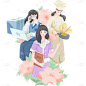 三八妇女节女神节女王节唯美励志女性职业人物组合元素素材