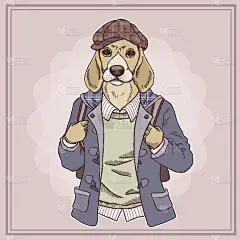 狗的时尚插画