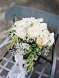 bouquet of white and peach roses