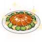 Vegetarian Abalone : Vegetarian Abalone (Chinese: 素鲍鱼 Sù Bàoyú) is a food item that the player can cook. The recipe for Vegetarian Abalone is obtainable from Verr Goldet for 2,500 Mora. Depending on the quality, Vegetarian Abalone revives and restores 250