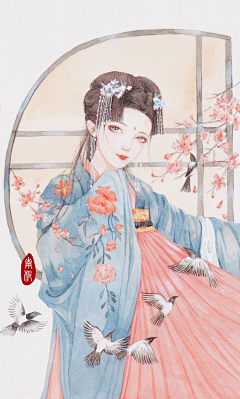 仿佛清新气息采集到古代手绘美女