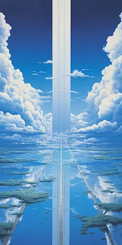 长城建筑海边蓝天白云壁纸