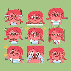 贴纸 表情包 矢量 头像 卡通人像 插画
