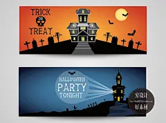 矢量欧式万圣节横幅广告宣传招贴海报背景设计 万圣节横幅广告01-淘宝网