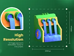 3D Energy and Environment Icons 30款3D立体新能源太阳能电池风能环保插图插画png免抠图片素材 - UIGUI